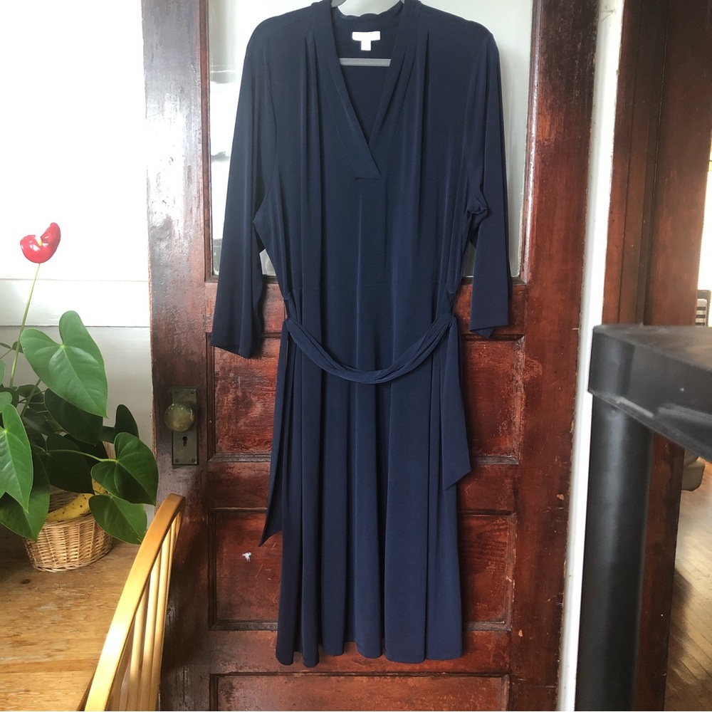 Charter Club French Twist Navy Blue Plus Size Midi Dress 3X - Picture 6 of 12